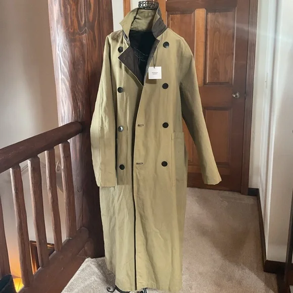 ZARA REVERSIBLE TRENCH COAT ZW COLLECTION BROWN ECRU NEW - Picture 6 of 11